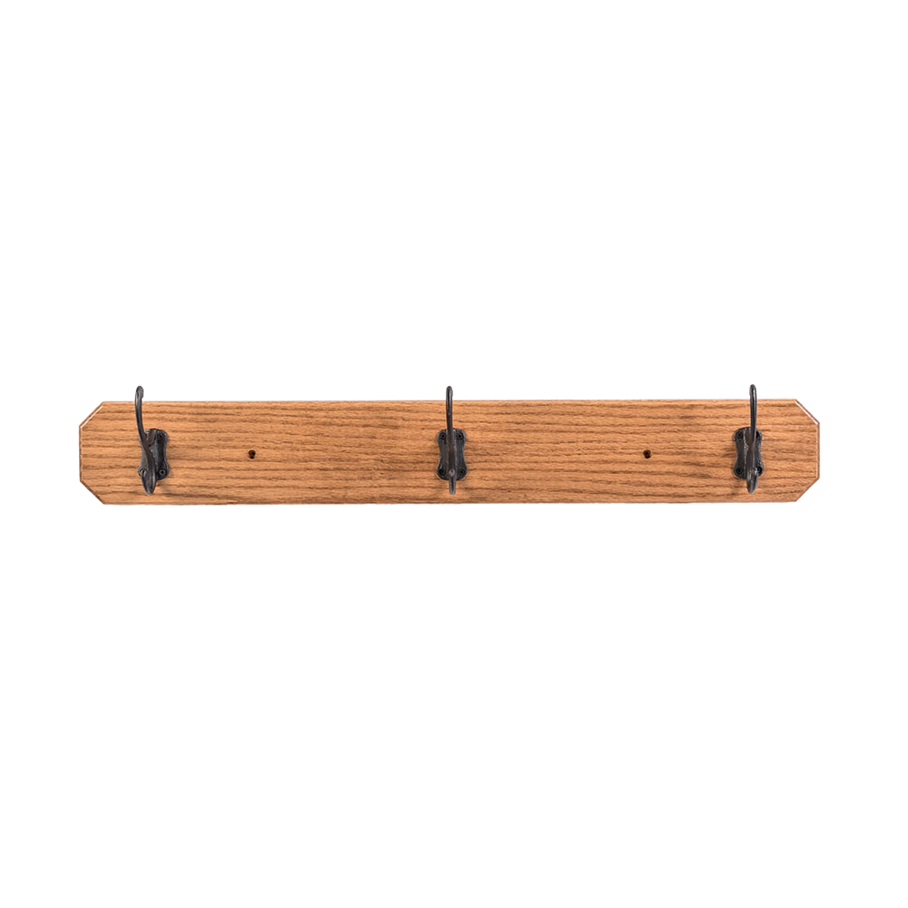 Handcrafted oak wallboard with three sturdy metal hooks, Amish made in the USA, ideal for organizing coats in Home & Decor, Decor, Household Helpers, and Best Sellers collections.
