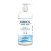 Bottle of Kirk's 3-in-1 nourishing cleanser with pump dispenser, featuring a fresh original scent, biodegradable formula, and USA made, ideal for health, wellness, and grooming collections.
