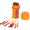 Compact waterproof orange container filled with stormproof matches featuring long burn time and multiple strikers, ideal for camping, emergency supplies, and farm tool kits.