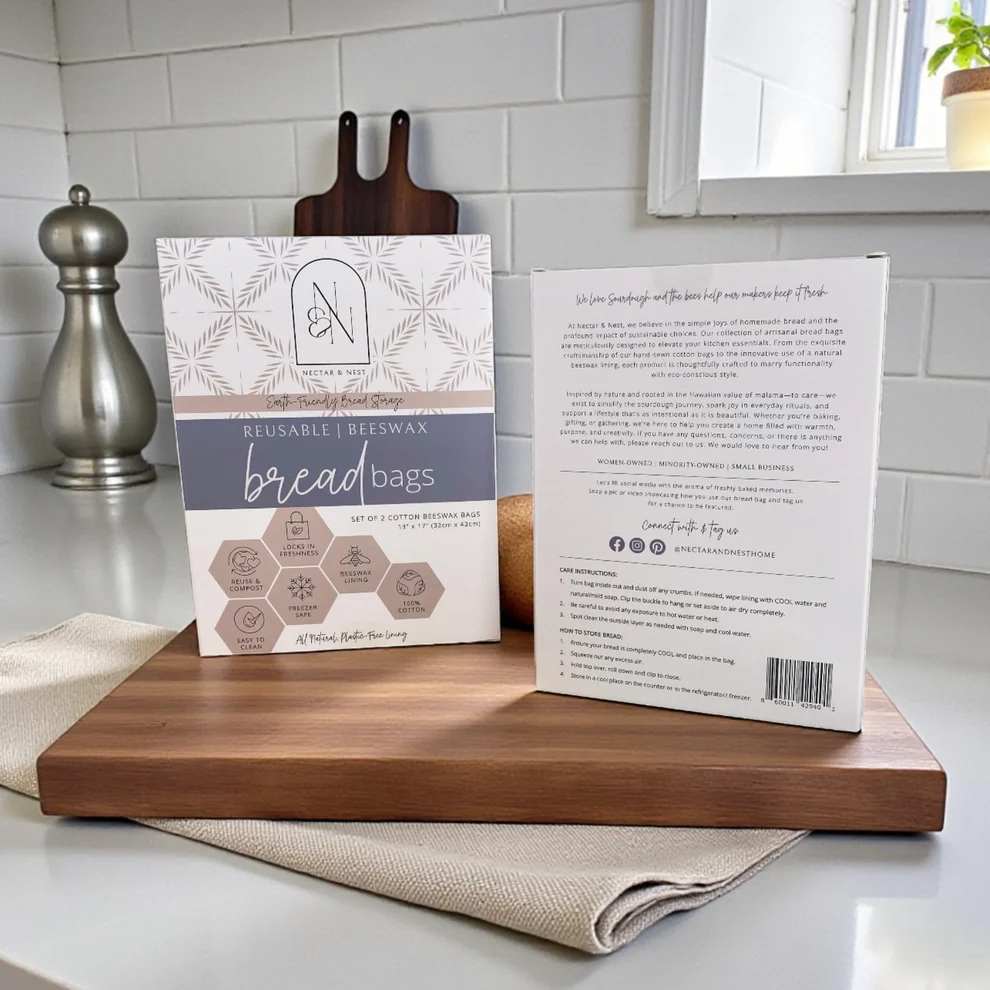 Reusable XL Beeswax Bread Bags - Set of 2