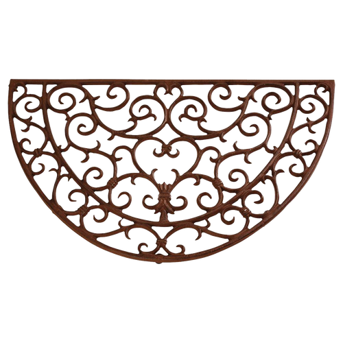 Half-round cast iron doormat with intricate Victorian scrollwork, handcrafted for timeless charm in Home & Decor, Decor, Best Sellers, and Promo Eligible collections.