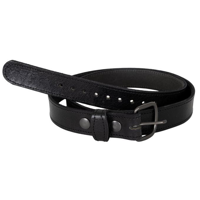 Handcrafted Amish-made black leather dress belt with sturdy metal buckle, designed for everyday durability, featured in Clothing and Accessories, USA Made, Amish Made, and Best Sellers collections.