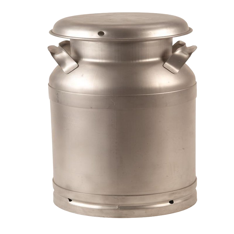 Large stainless steel milk can with seamless brushed finish, solid handles, and fitted lid, designed for farm and animal care use, made in USA and featured in Best Sellers collection.