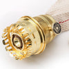 Handcrafted polished brass burner with adjustment knob and woven wick, designed for lamp replacement and upgrade, featured in Lamps & Lighting, Parts and Accessories, Lamp Burners and Collars, Best Sellers, Promo Eligible collections.