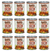 Twelve cans of ready-to-eat canned bacon with smoke flavoring, made in the USA and ideal for Kitchen & Food, Camping, Emergency Supplies, Farm & Garden Tool, and Best Sellers collections.