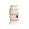 Handcrafted stoneware drink dispenser and vinegar crock in cream with blue stripes, featuring a spigot and optional stand, ideal for Kitchen & Food, Storage and Serving, USA Made, Best Sellers collections.