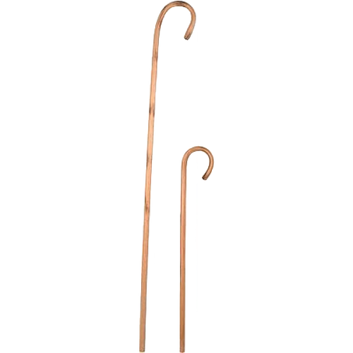 Pair of handcrafted hickory livestock canes with smooth natural lacquered finish, lightweight yet strong, perfect for farm, garden, animal care, and USA made collections.