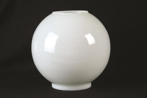 Smooth white opal glass ball lamp shade with a classic round shape, designed for lamps and lighting, ideal for parts and accessories, lamp shades, best sellers, and promo eligible collections.
