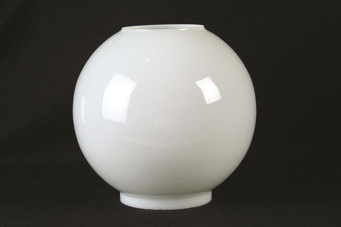 Smooth white opal glass ball lamp shade with a classic round shape, designed for lamps and lighting, ideal for parts and accessories, lamp shades, best sellers, and promo eligible collections.