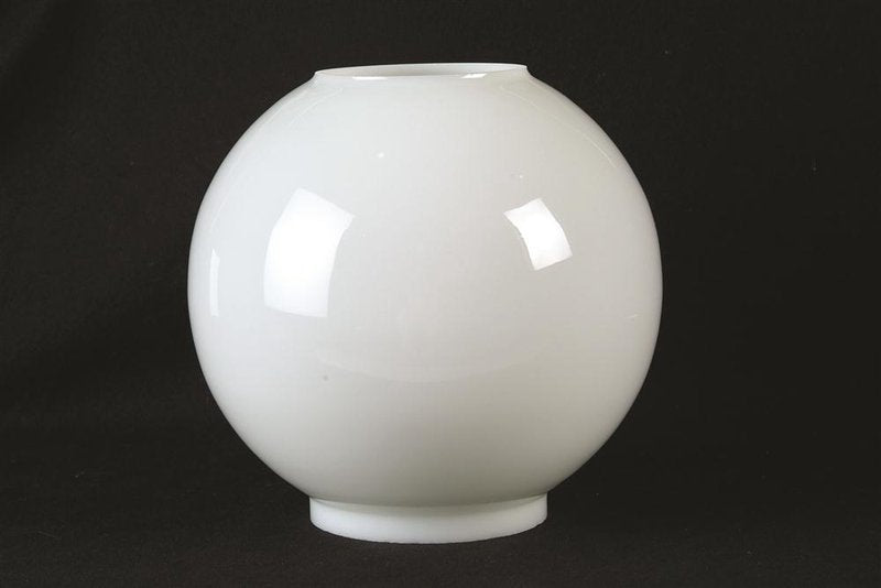 Smooth white opal glass ball lamp shade with a classic round shape, designed for lamps and lighting, ideal for parts and accessories, lamp shades, best sellers, and promo eligible collections.