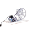 Handcrafted motorization kit with gear-reduced electric motor, pulley, belt, and mounting board for grain mills, made in USA, ideal for Kitchen & Food and Bread Making Supplies collections.