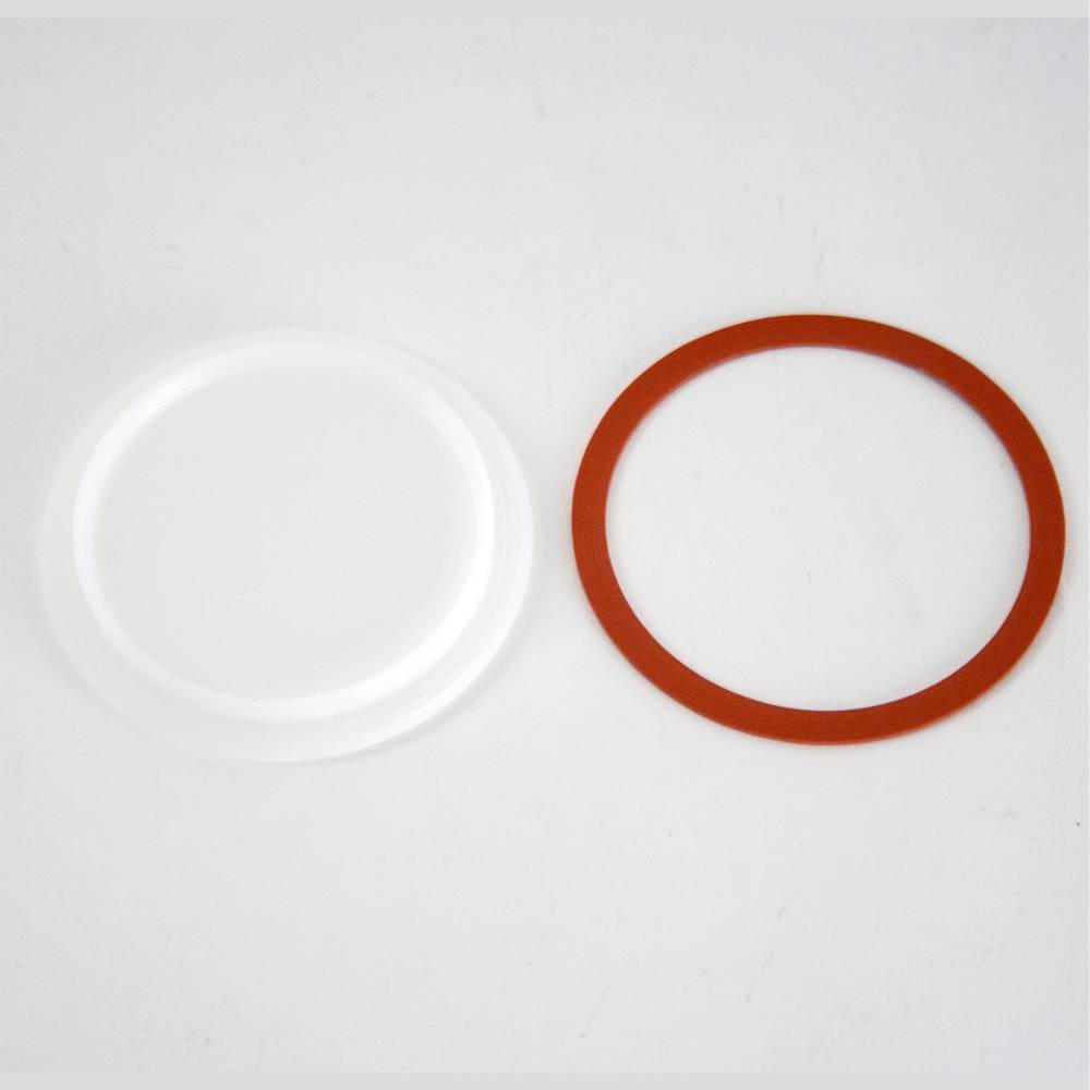 Handcrafted reusable white plastic jar lid paired with a red sealing ring, designed for regular mouth jars, made in USA, perfect for Kitchen & Food, Food Preservation, and Canning collections.