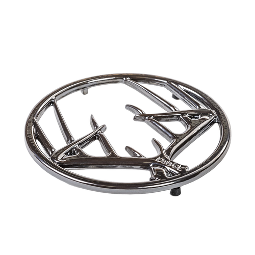 Round enamel trivet with antler-inspired design, featuring a durable surface and rubber feet for stability, perfect for Kitchen & Food, Dinnerware, Storage and Serving, Best Sellers, and Promo Eligible collections.