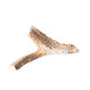 Natural split deer antler dog chew with textured surface and clean-cut ends, offering a long-lasting, odor-free, and additive-free treat in Pet Supplies and USA Made collections.