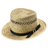 Handcrafted vented straw hat with woven natural fibers, featuring a 3-inch brim and black ribbon accent, made in USA and Amish made, ideal for garden and outdoor wear.