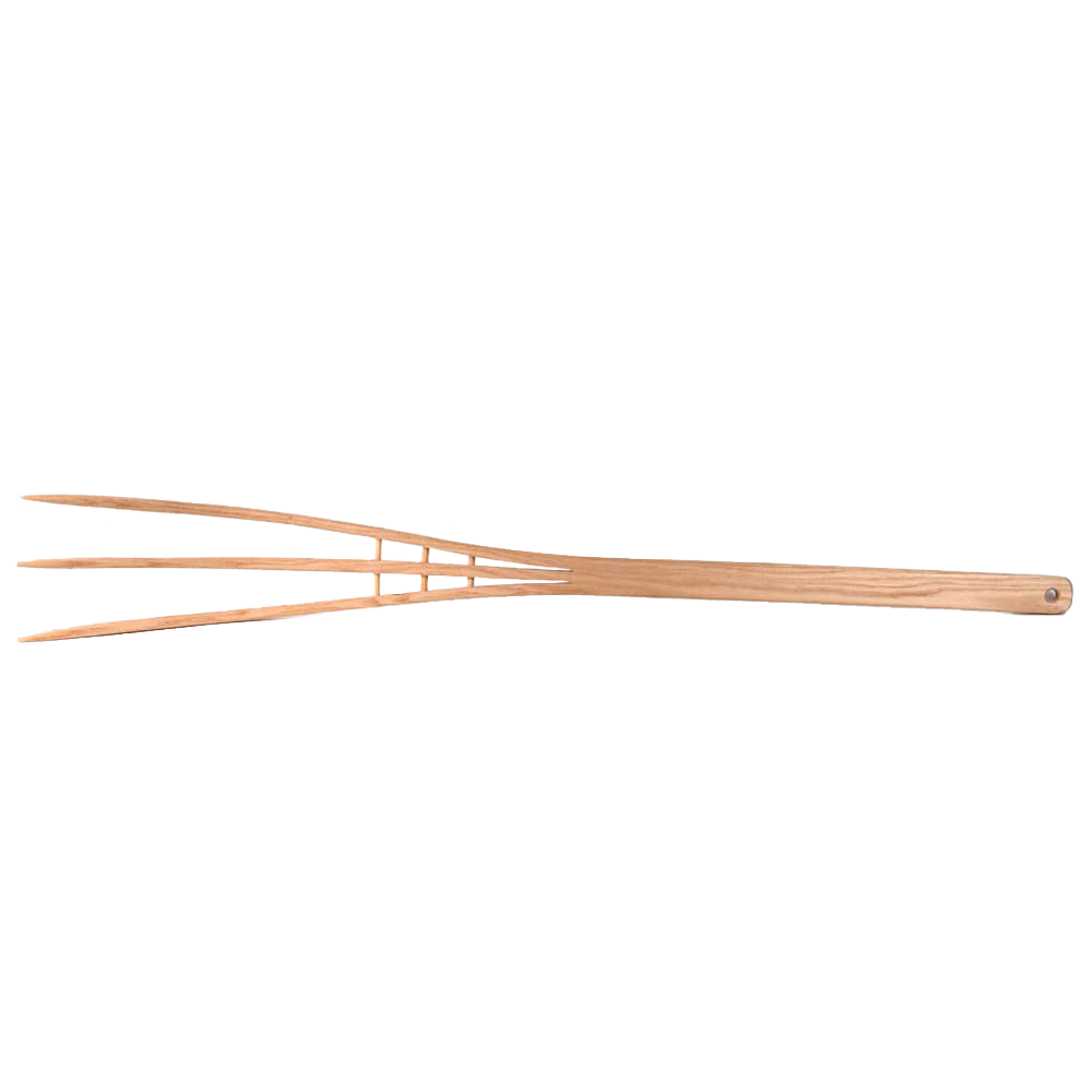 Handcrafted Amish bent wood hay fork with lightweight design, featuring curved prongs and long handle, perfect for Farm, Garden & Tool, Farm Tools, and Garden Accessories collections.