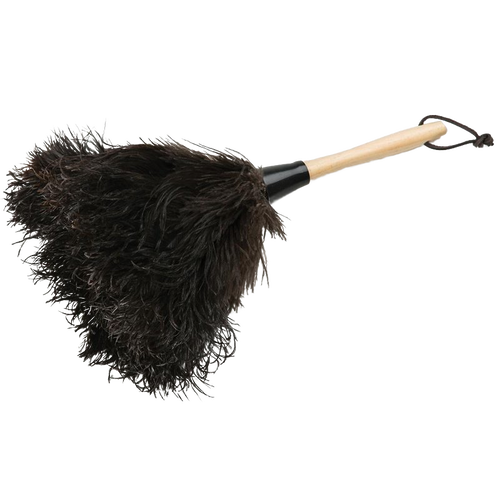 Handcrafted 13-inch ostrich feather duster with soft, natural filaments and wooden handle, perfect for home cleaning in Home & Decor, Household Cleaning, and Best Sellers collections.