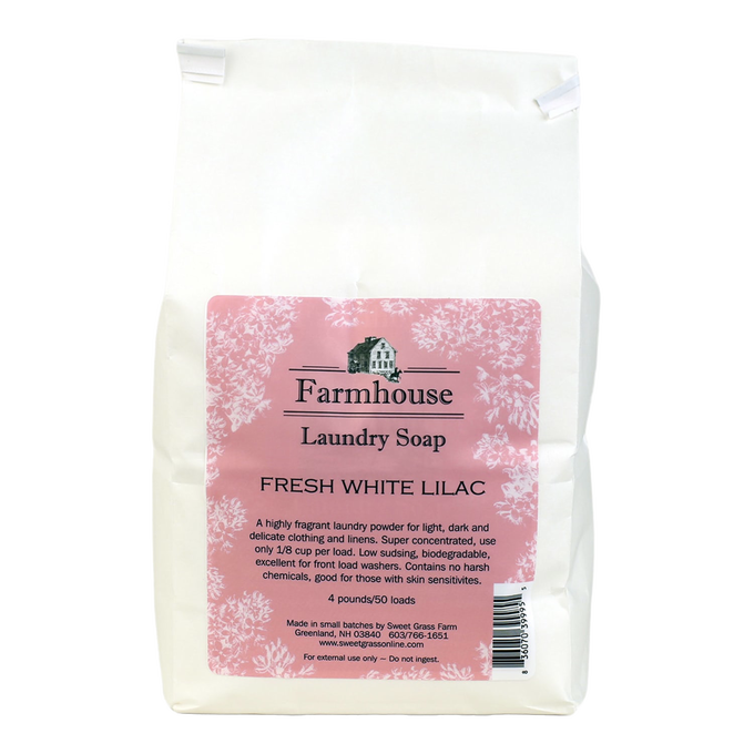 Handcrafted Farmhouse Laundry Soap in fresh white lilac scent, featuring a gentle, biodegradable formula made in the USA, ideal for delicate fabrics and everyday laundry, featured in Home & Decor, Soaps and Soapmaking, Laundry Supplies, and Best Sellers collections.