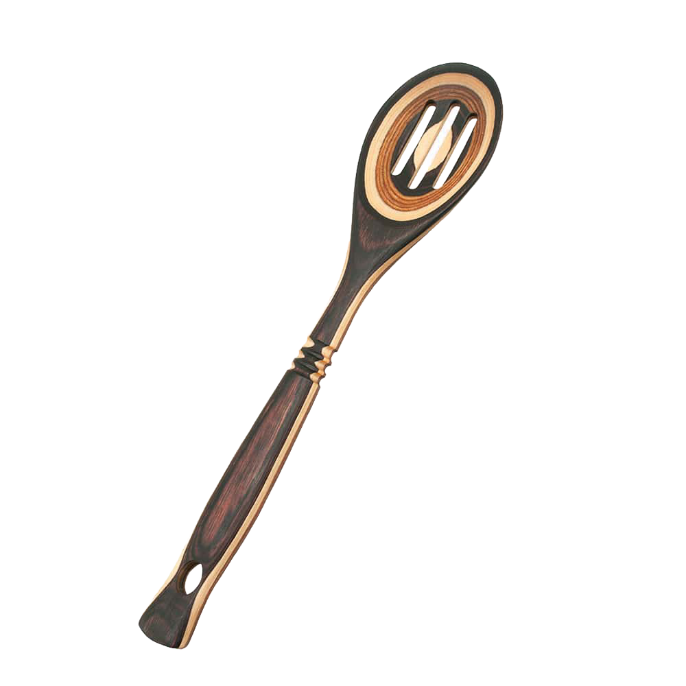 Handcrafted pakkawood slotted spoon with vibrant layered color patterns, sturdy and heat resistant, perfect for Kitchen & Food, Kitchen Gadgets, Cooking and Baking Helpers, Storage and Serving, and Best Sellers collections.