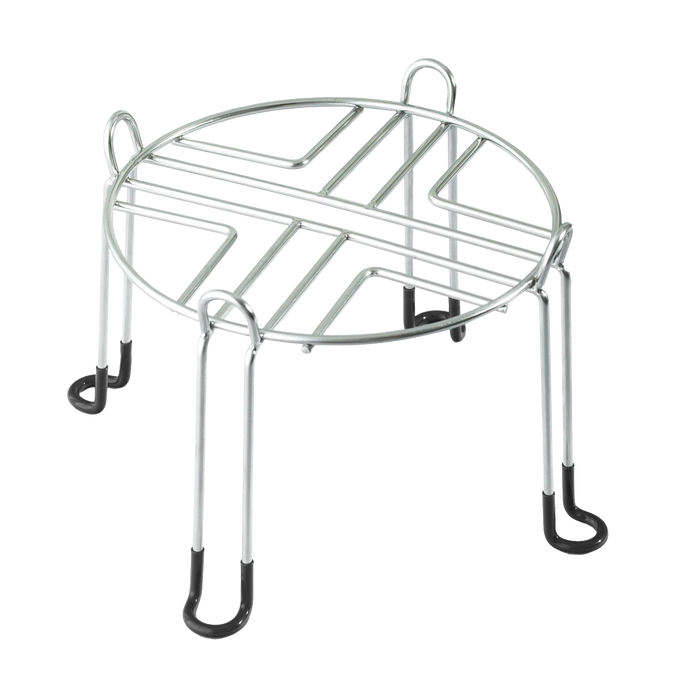 Robust stainless steel stand designed to elevate gravity water filters, featuring protective footing for stability, perfect for Appliances, Emergency Supplies, and Best Sellers collections.