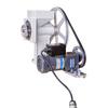 Handcrafted motorization kit featuring a gear-reduced electric motor, pulley, belt, and mounting board, designed for grain mills and made in USA, ideal for kitchen and bread making supplies.