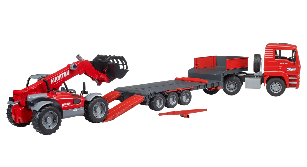 Bruder Toys MAN TGA Low Loader with Manitou Telehandler