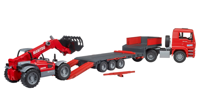 Bruder Toys MAN TGA Low Loader with Manitou Telehandler