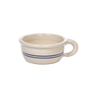 Handcrafted stoneware chili bowl in natural color with double blue stripes and a handle, made in USA, perfect for Kitchen & Food, Dinnerware, Best Sellers, and Promo Eligible collections.