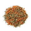 Close-up of a colorful blend of dehydrated carrots, celery, and onion pieces, showcasing a pantry-ready emergency food supply ingredient, USA made and ideal for kitchen, farm, and garden use.