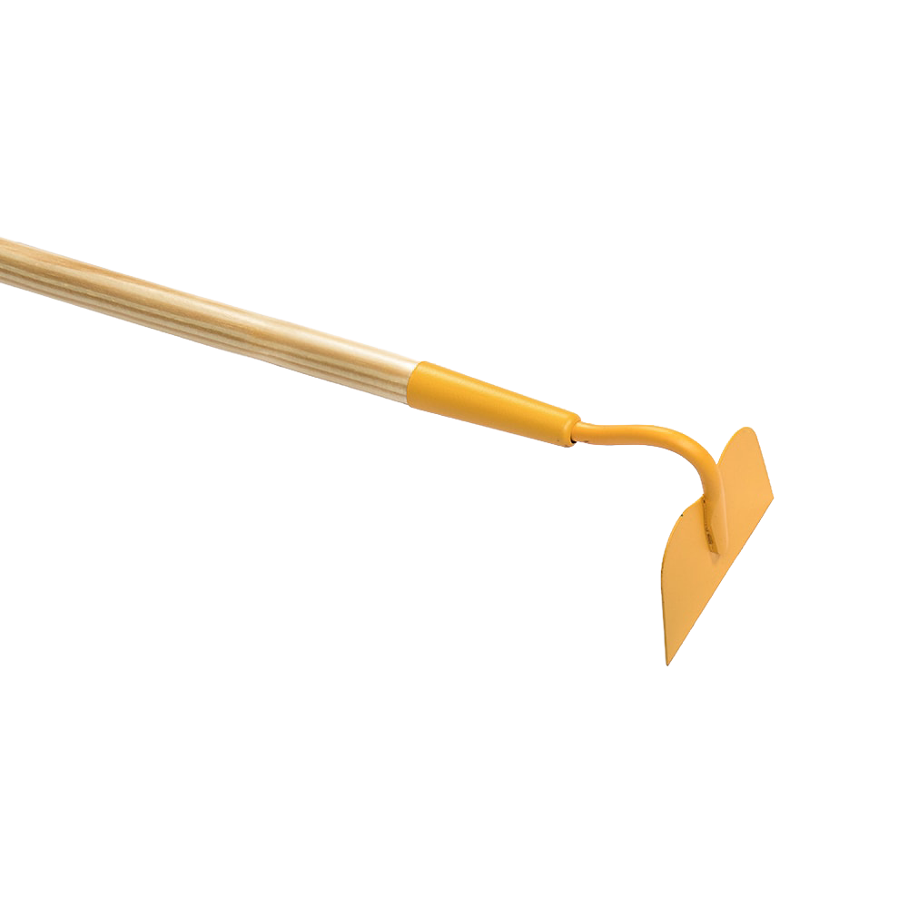 Child-sized sturdy garden hoe with a yellow metal blade and natural wooden handle, crafted for real outdoor gardening by children ages 6 and up, featured in Toys, Books & Games, Children's Toys, Outdoor Play, Best Sellers, and Promo Eligible collections.
