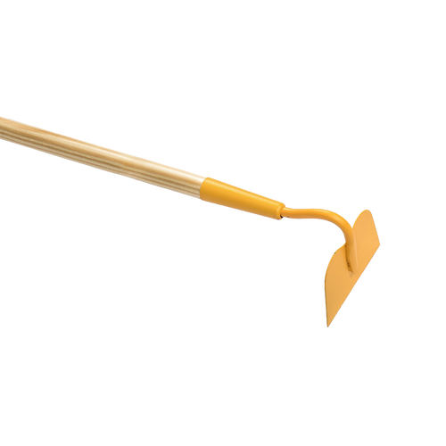 Child-sized sturdy garden hoe with a yellow metal blade and natural wooden handle, crafted for real outdoor gardening by children ages 6 and up, featured in Toys, Books & Games, Children's Toys, Outdoor Play, Best Sellers, and Promo Eligible collections.