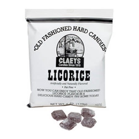 White bag of handcrafted licorice old-fashioned hard candies, fat free and naturally flavored, made in USA, ideal for Kitchen & Food, Snacks and Sweets, USA Made, Best Sellers, and Promo Eligible collections.
