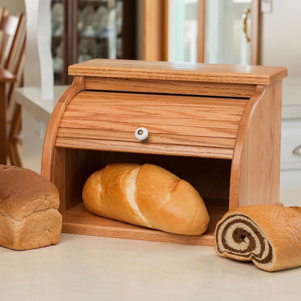 Oak Roll-Top Bread Box | Lehman's