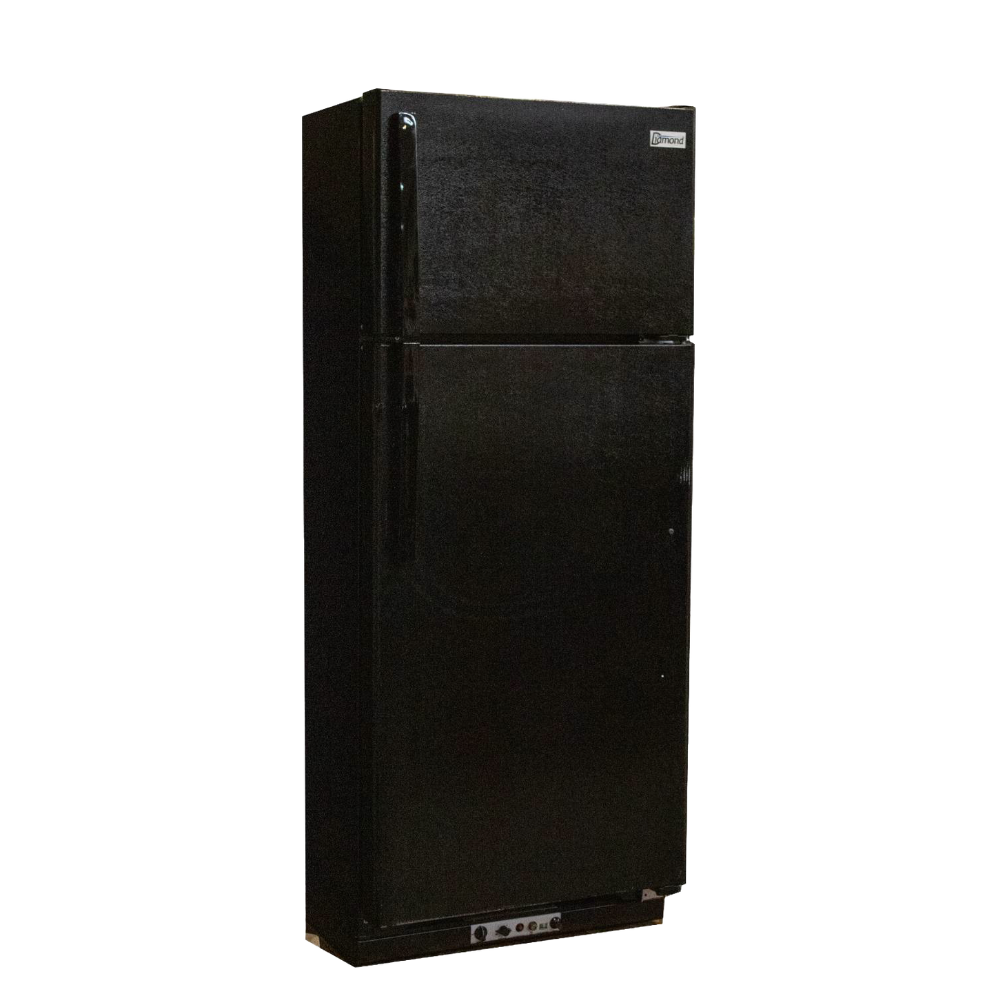 Tall black Amish-made gas refrigerator with separate freezer compartment, handcrafted for durability and efficiency, ideal for Appliances, Refrigerators and Freezers, and Best Sellers collections.