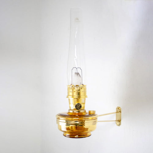 Handcrafted amber glass wall oil lamp with a brass finish, designed for Farm, Garden & Tool, Lamps & Lighting, Emergency Supplies, and Wall Lamps collections.
