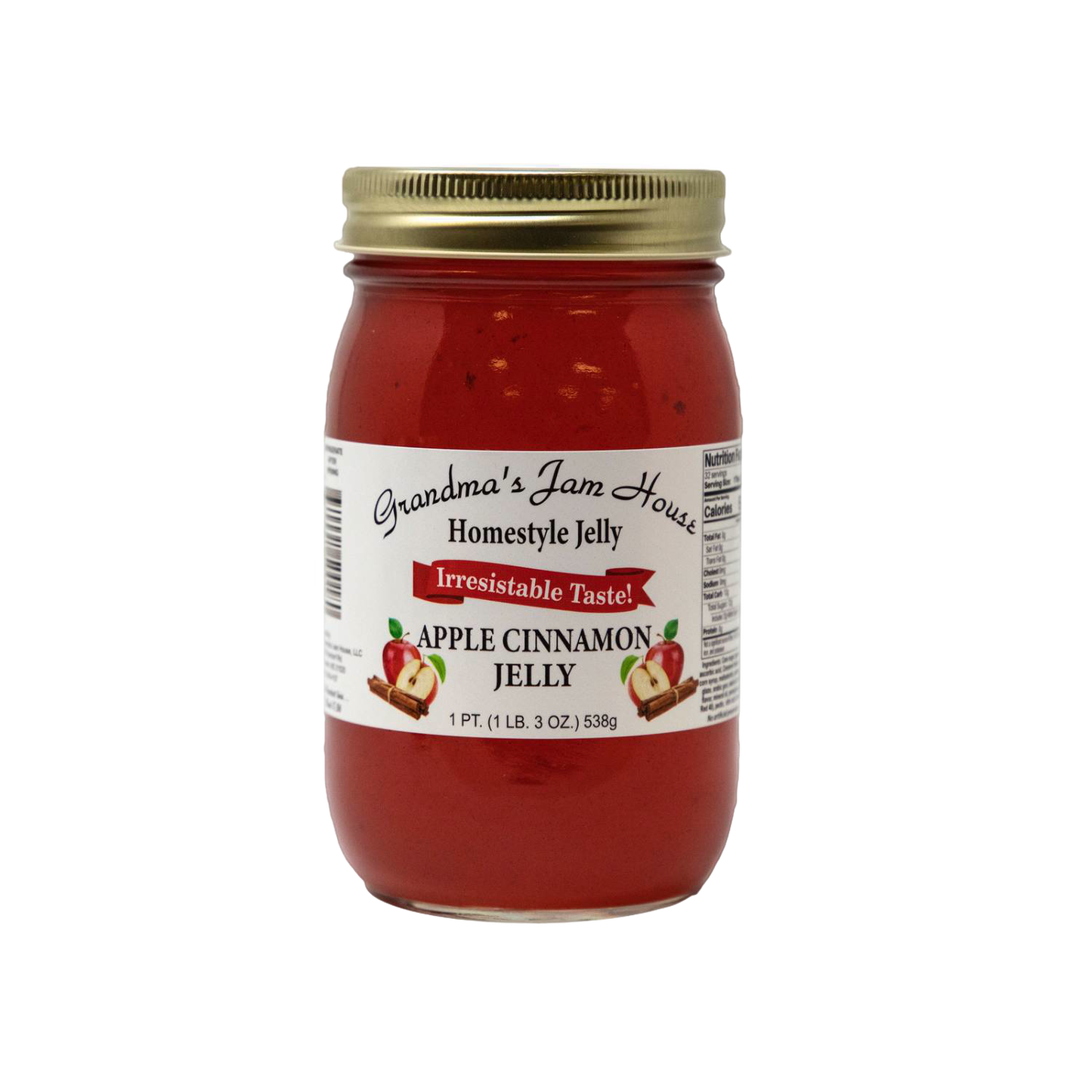 Jar of handcrafted apple cinnamon jelly with simple ingredients and homestyle flavor, featured in Kitchen & Food, Pantry, Peanut Butter & Jellies, USA Made, and Best Sellers collections.