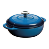 Handcrafted blue enameled cast iron 3-quart dutch oven with a glossy finish and metal knob, ideal for broiling, braising, baking, or roasting in Kitchen & Food, Cookware, Cast Iron collections.