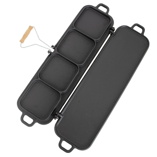 Lehman's Kitchen Family-Size Cast Iron Flip Griddle & Sandwich Press