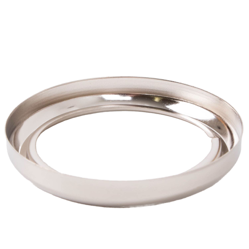 Nickel-plated burner collar featuring a new blade style and thread ring design, measuring 2-5/8 inch outer diameter, suited for most glass lamp fonts in Lamps & Lighting and Parts collections.