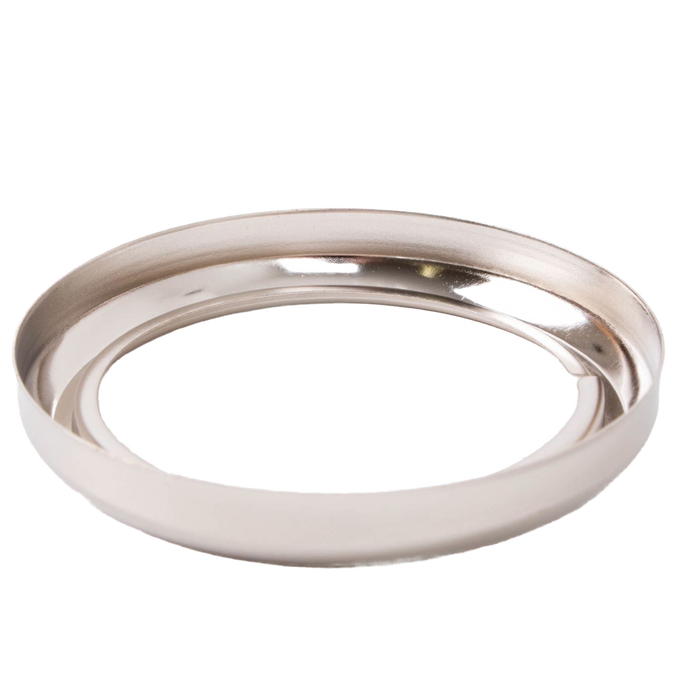 Nickel-plated burner collar featuring a new blade style and thread ring design, measuring 2-5/8 inch outer diameter, suited for most glass lamp fonts in Lamps & Lighting and Parts collections.