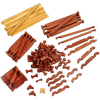 Handcrafted Amish made wooden log pieces in natural and stained hardwood, featuring interlocking shapes perfect for creative indoor play and building imaginative structures for children.