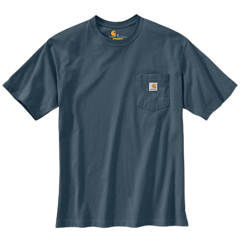 Handcrafted heavyweight cotton navy blue short-sleeve pocket t-shirt with rib-knit crewneck and side-seam construction, designed for comfort and durability in Health & Wellness, Clothing and Accessories, Best Sellers, and Promo Eligible collections.