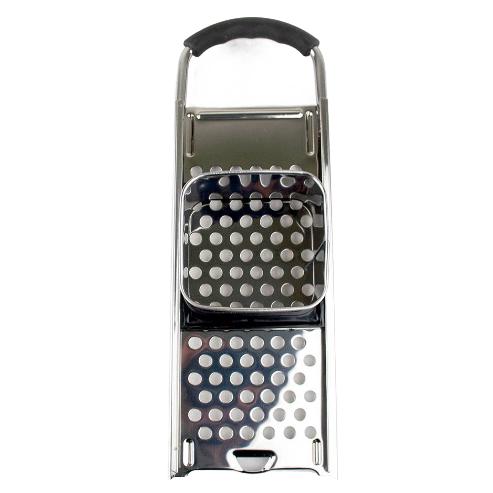 Handcrafted spaetzle maker with stainless steel grater and black handle, designed for easy noodle preparation, ideal for Kitchen & Food, Cookware, Baking Supplies, and Best Sellers collections.