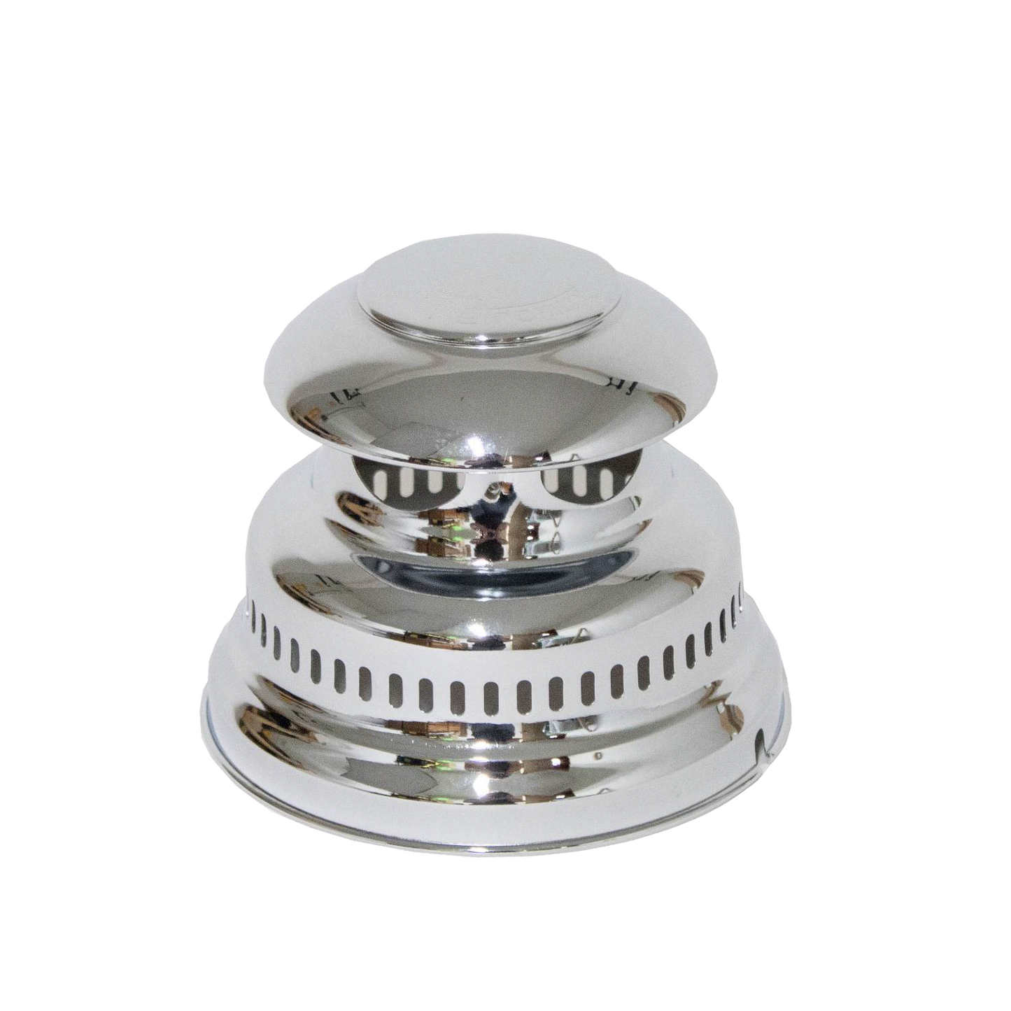 Polished chrome brass hood featuring ventilation slots and screw openings, crafted for fresh airflow and protection, suitable for Lamps & Lighting, Parts and Accessories, Other Parts, Best Sellers, and Promo Eligible collections.