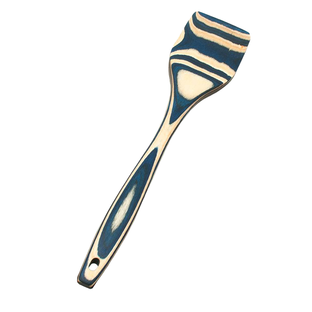 Colorful pakkawood spatula featuring a sturdy, smooth finish with blue and natural wood tones, ideal for Kitchen & Food, Kitchen Gadgets, Cooking and Baking Helpers, Storage and Serving collections.