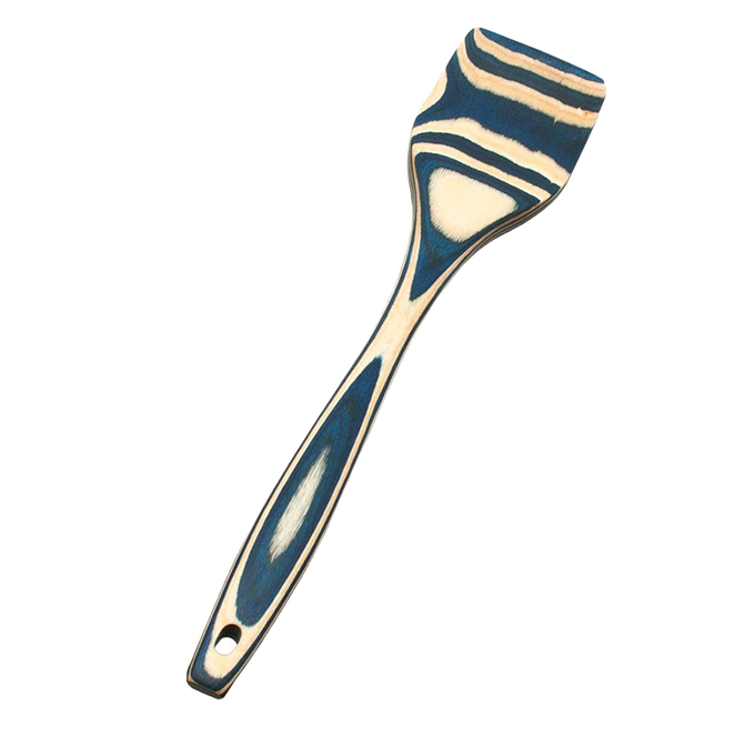 Colorful pakkawood spatula featuring a sturdy, smooth finish with blue and natural wood tones, ideal for Kitchen & Food, Kitchen Gadgets, Cooking and Baking Helpers, Storage and Serving collections.