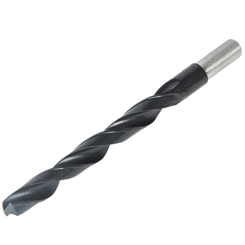 Black and silver metal drill bit with a twisted flute design, suitable for use in farm, garden, and tool applications, crafted for durability and precision.