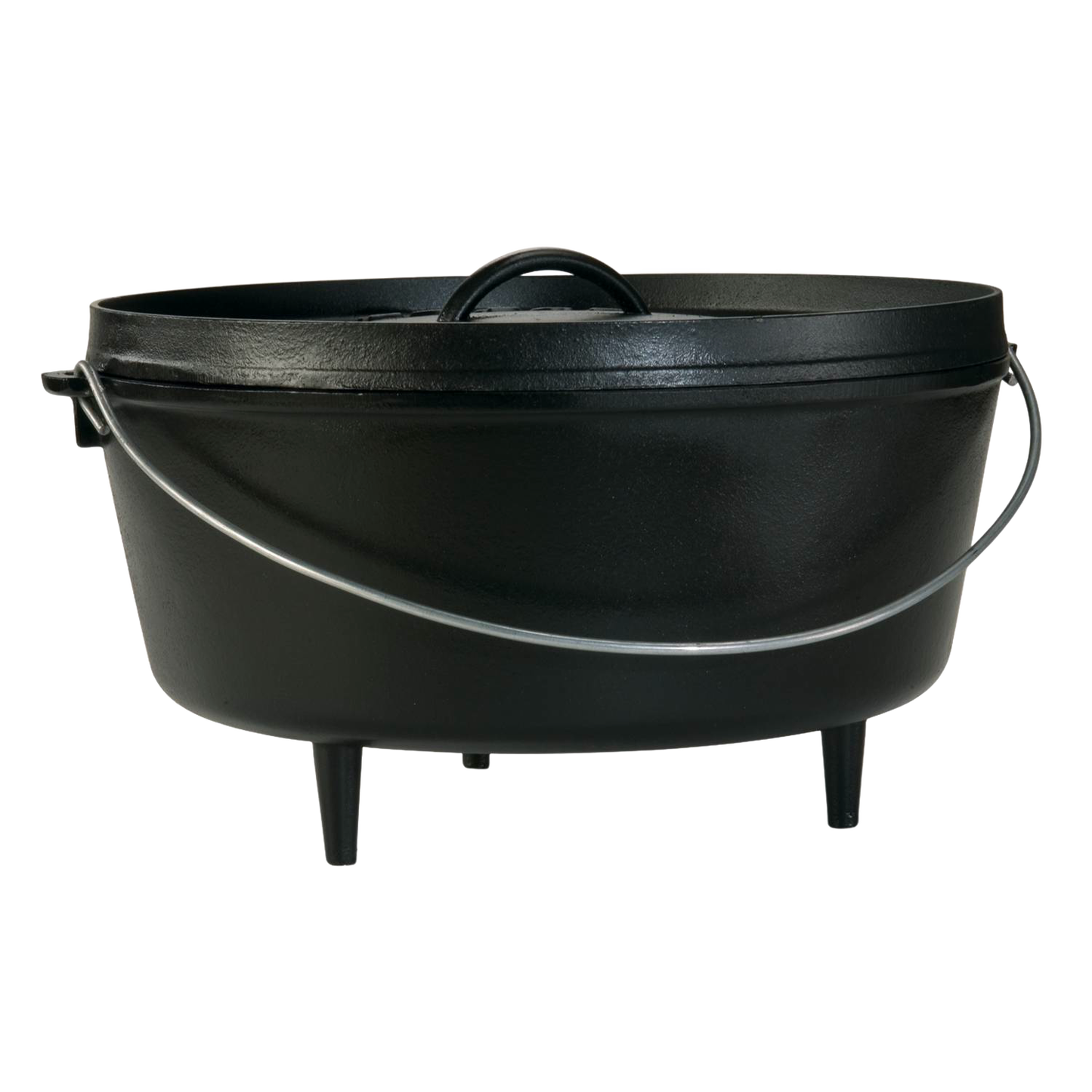 Handcrafted cast iron camp Dutch oven with built-in legs and metal bail handle, made in USA; ideal for Farm, Garden & Tool, Camping, Cast Iron, Best Sellers, and Promo Eligible collections.