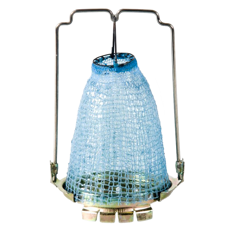 Handcrafted blue mesh lamp mantle with metal frame and prong holders, designed for durable nightly use in Lamps & Lighting, Wicks and Mantles, and Parts and Accessories collections.