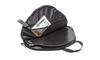 Black durable transport bag unzipped to reveal a flat griddle and metal tools inside mesh pockets, designed for safe carrying and storage in Farm, Garden & Tool and Camping collections.